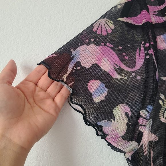 Torrid Disney The Little Mermaid Midi Mesh T Shirt Dress Plus Size 1X Black - Picture 3 of 9